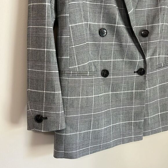 All Saints Women's Blazer Plaid Oversized Double Breasted Size 2 - Picture 5 of 12